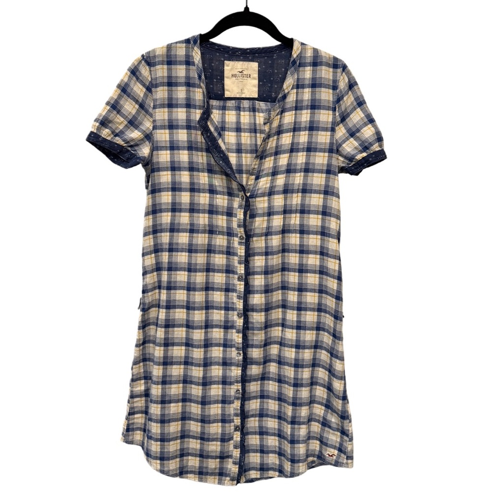 Size Small Hollister Women’s Lightweight, Button-Down, Plaid Y2K Dress